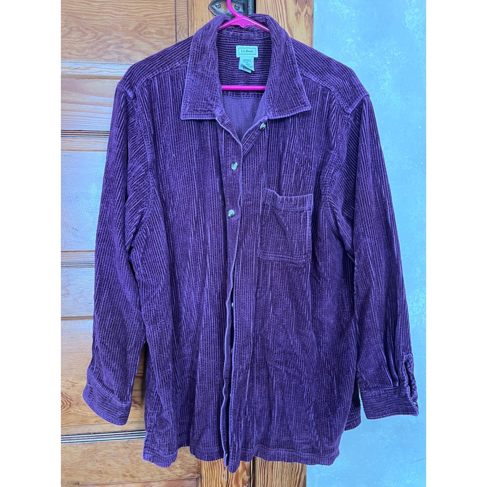 L.L Bean Women's Corduroy Button Down Long Sleeve Shirt Sz 3XL Jewel Tone Purple